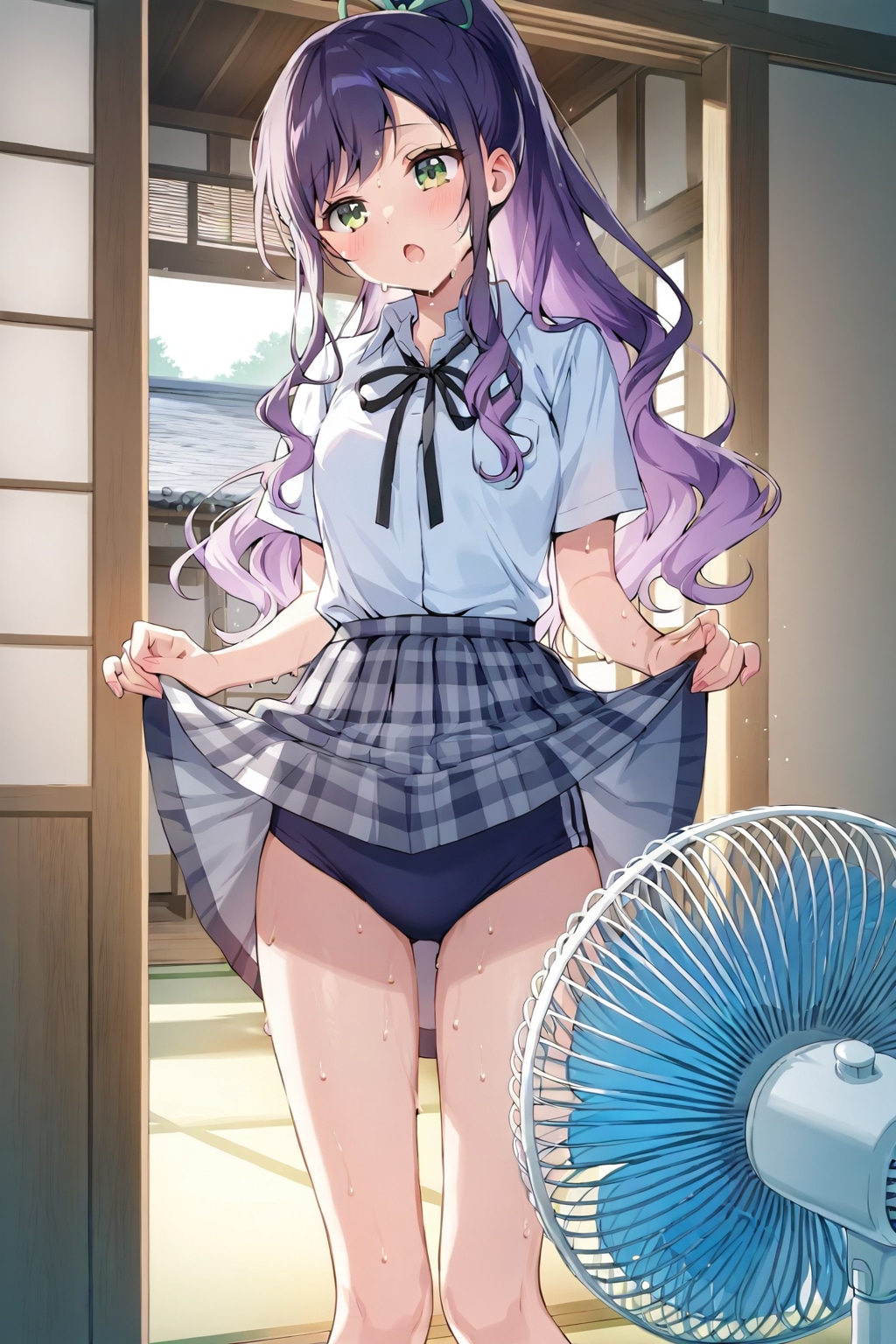 扇風機で涼むLILACちゃん