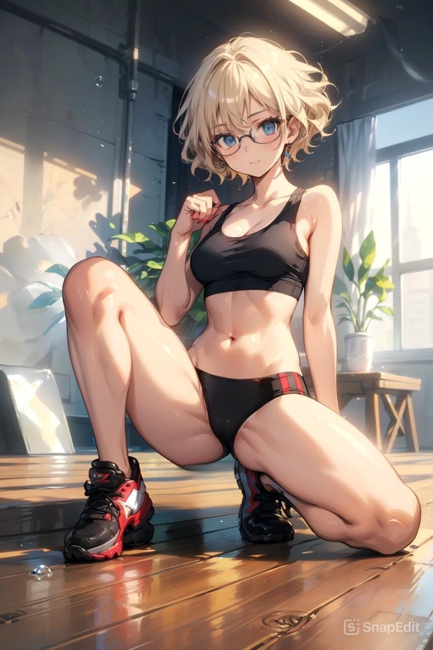 スポーツウェアの眼鏡お姉さん