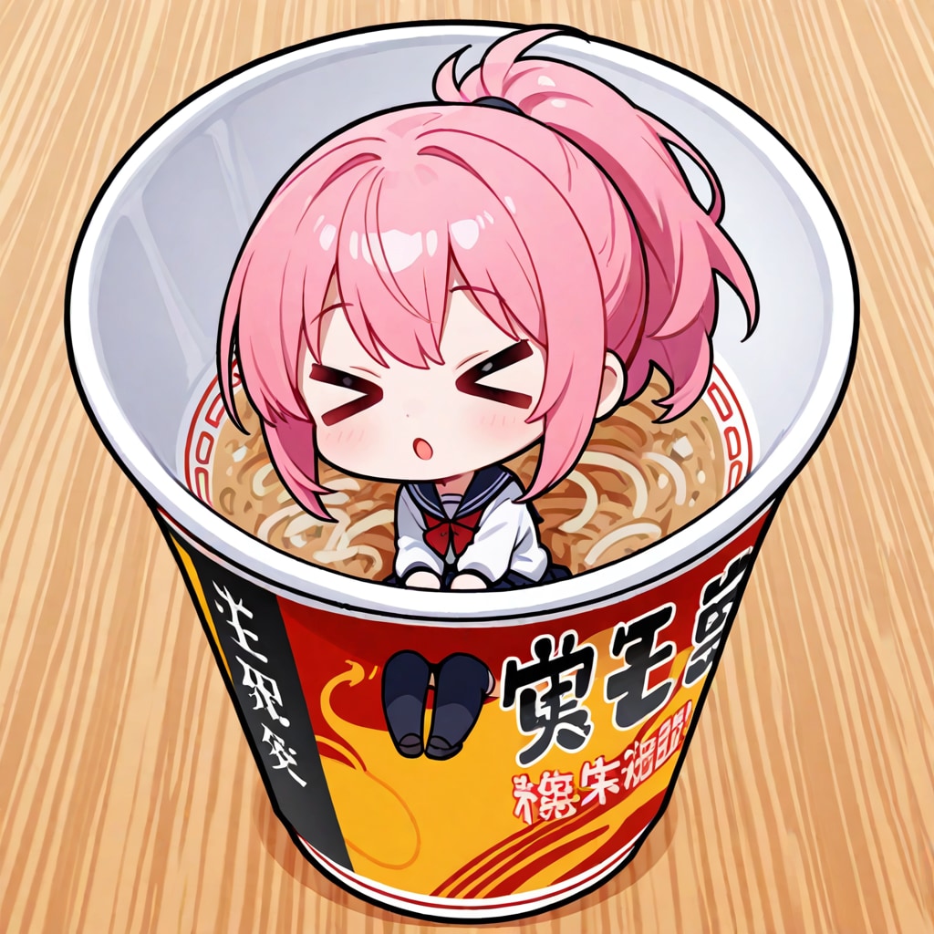 🍜とピンク髪ちゃん