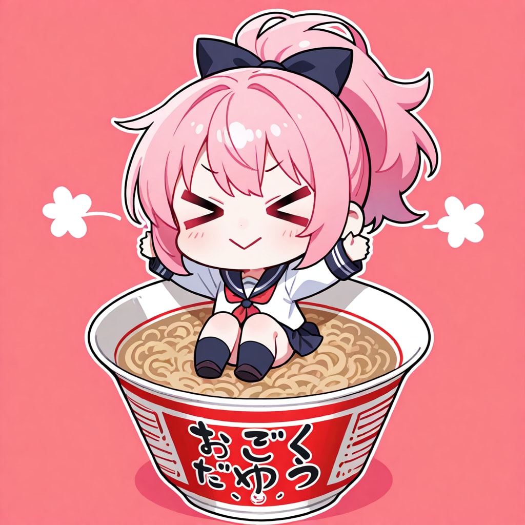 🍜とピンク髪ちゃん