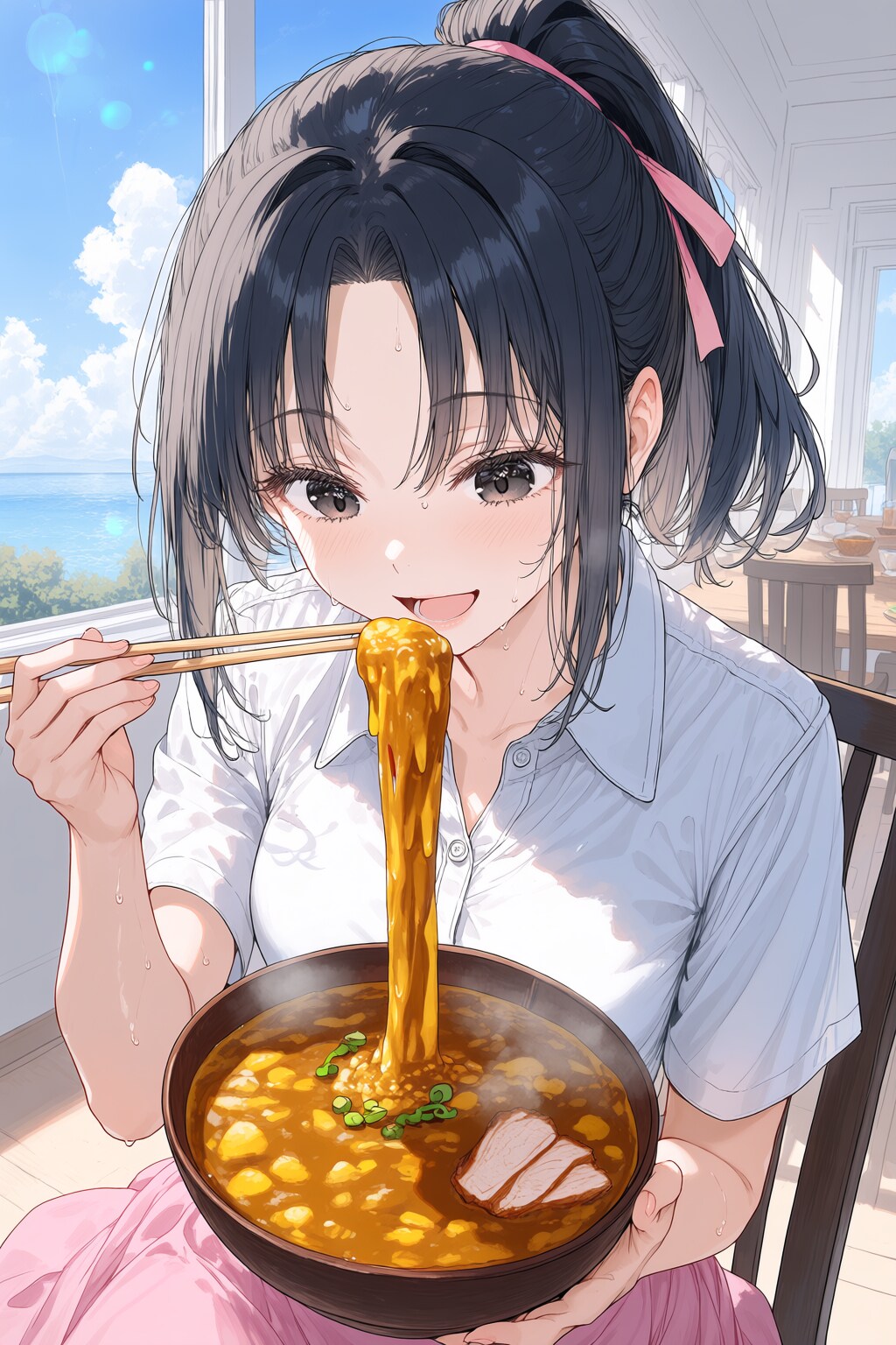 桃花の昼食