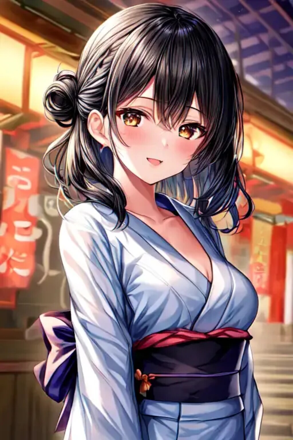 浴衣双葉と屋台デート（眼鏡無し・お団子ヘアVer）