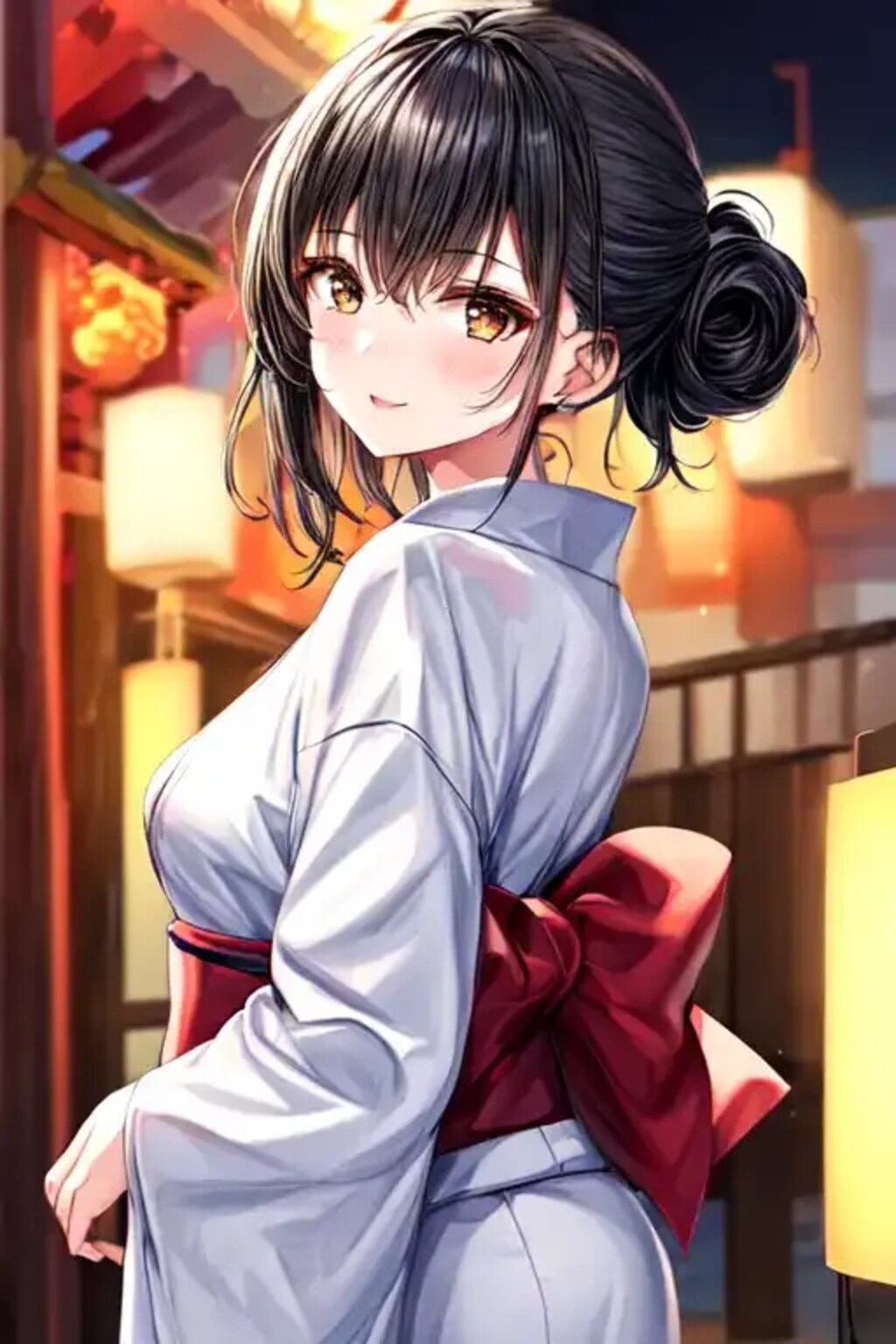 浴衣双葉と屋台デート（眼鏡無し・お団子ヘアVer）