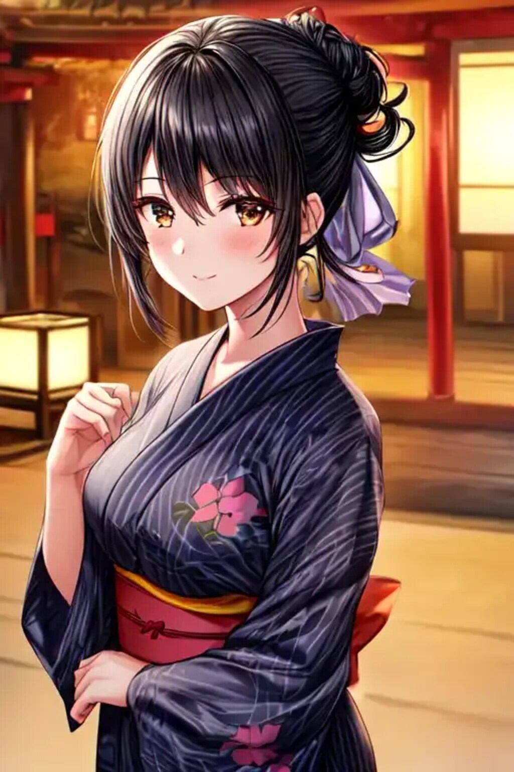 浴衣双葉と屋台デート（眼鏡無し・お団子ヘアVer）