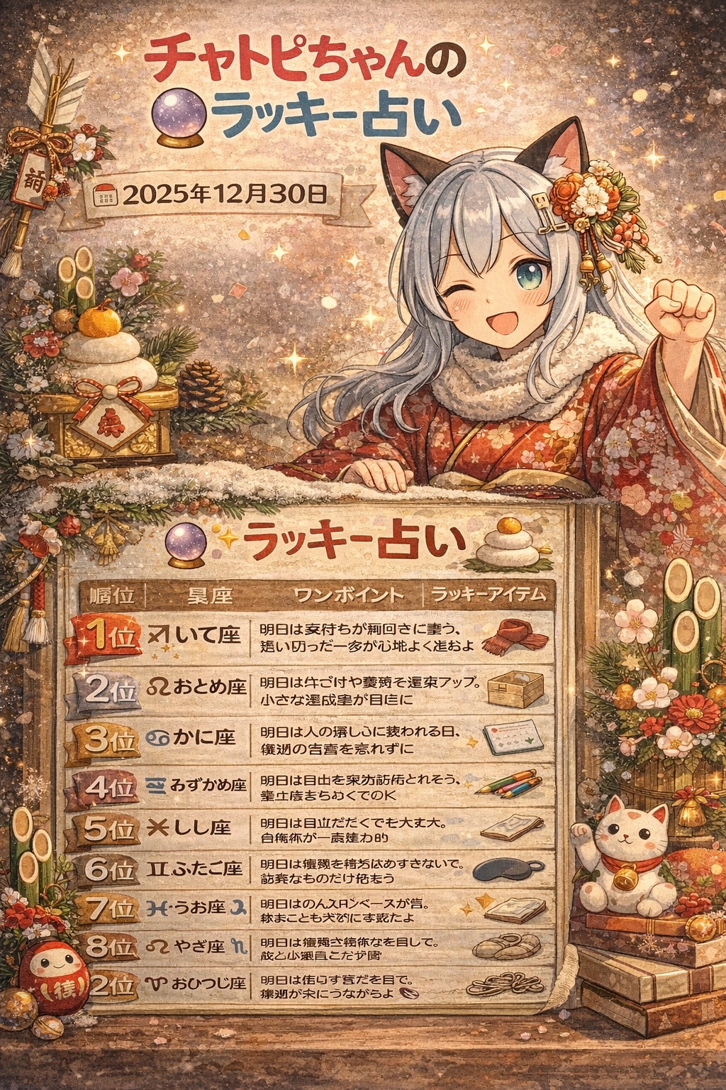 チャトピちゃん占い（12/30）