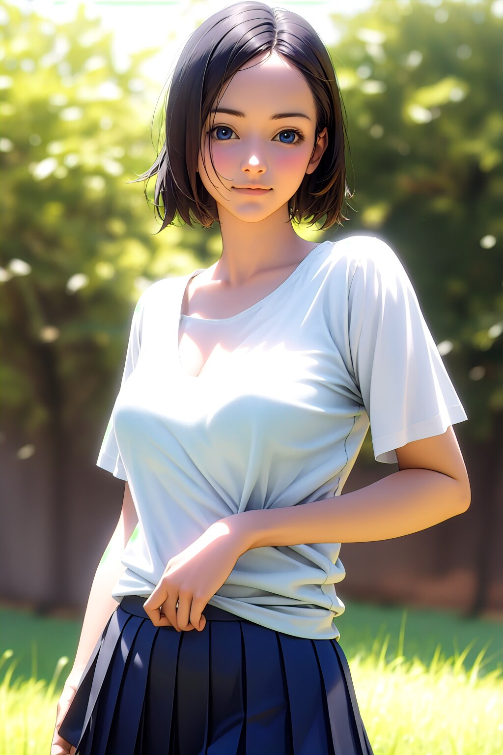 白いTシャツのお姉さん