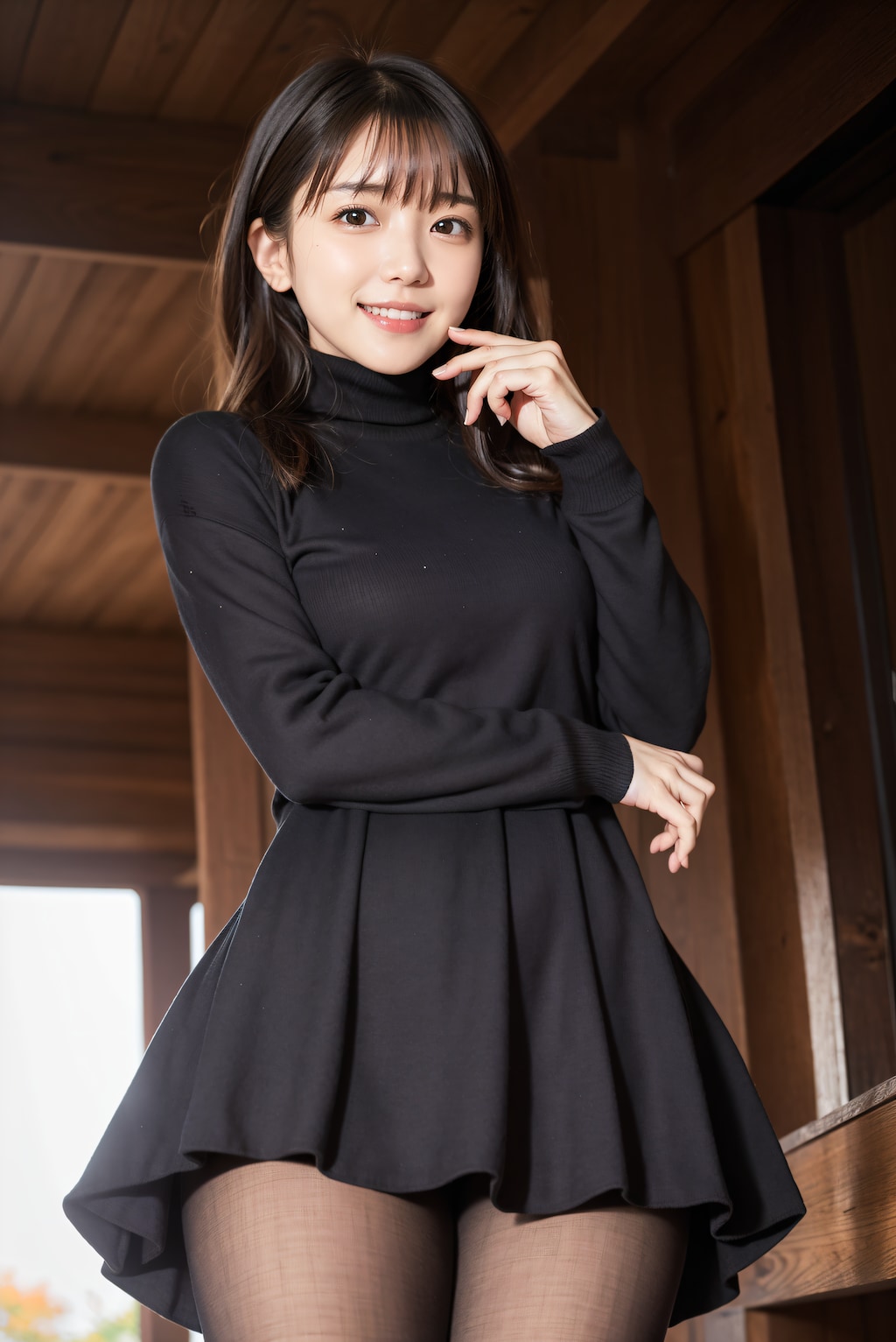 コートとタイツの秋冬コーデ 2