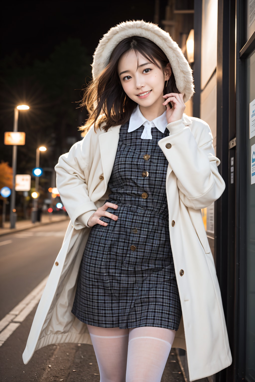 コートとタイツの秋冬コーデ 2