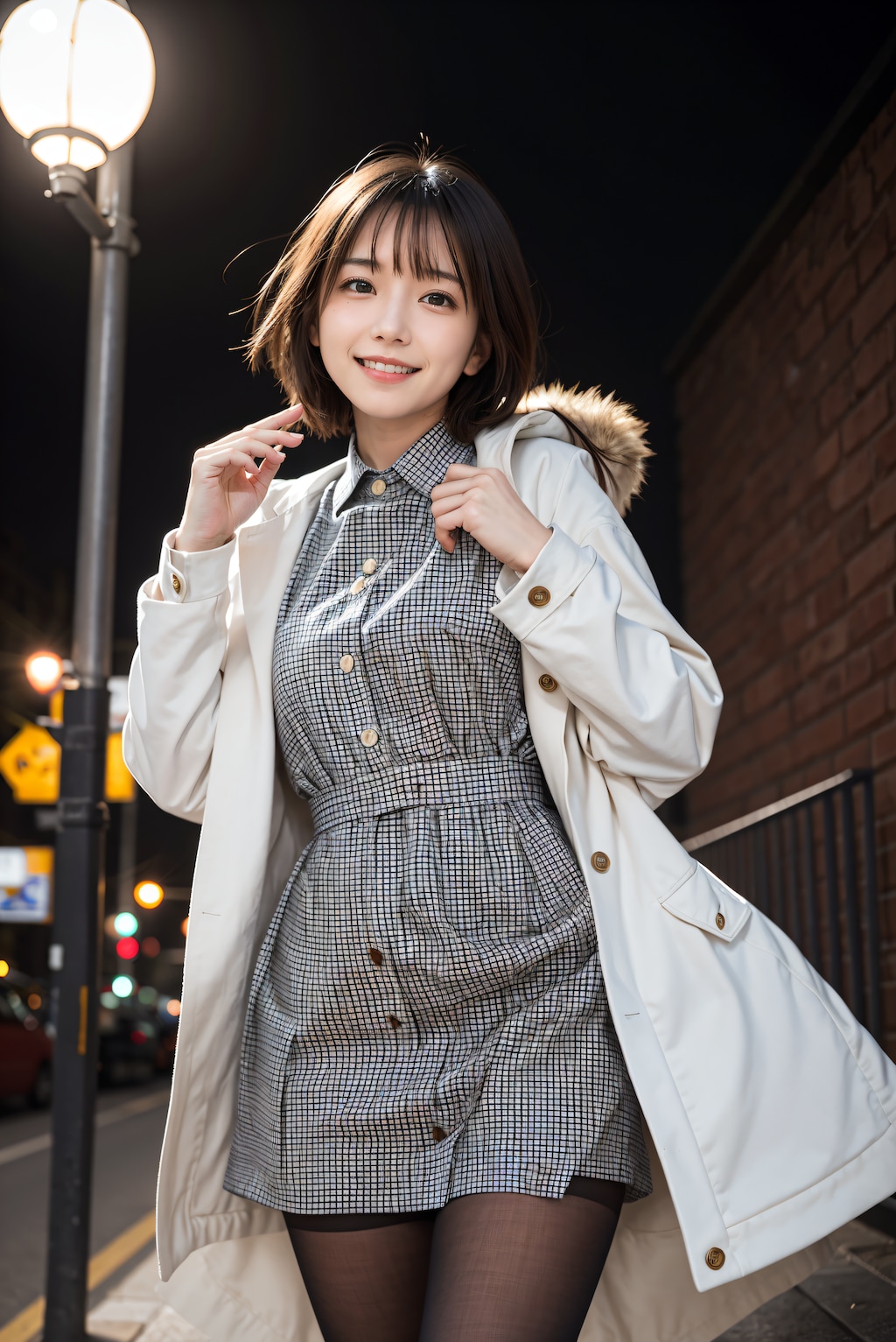 コートとタイツの秋冬コーデ 2