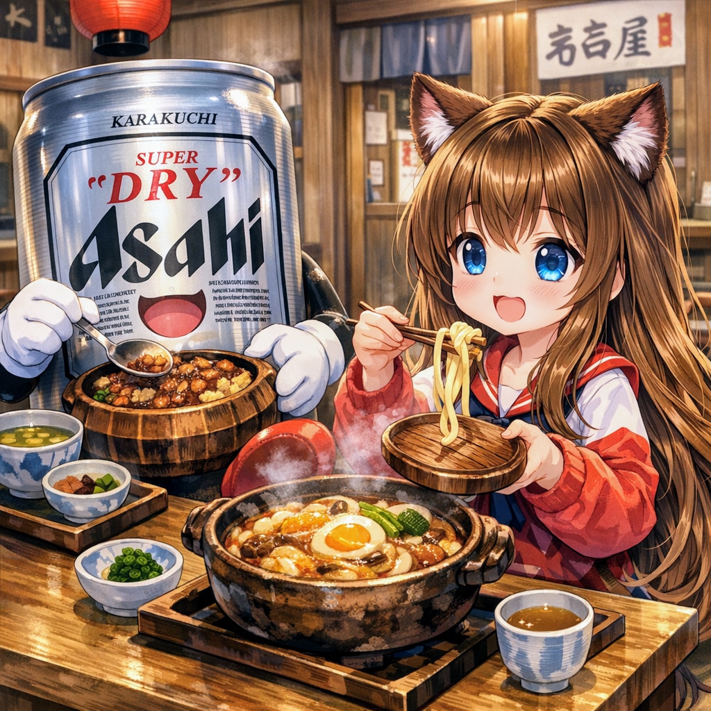 味噌煮込みうどんを食べる小さな女の子 | の人気AIイラスト・グラビア