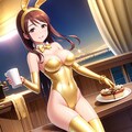 金色レオタードの三船美優さん 2枚目