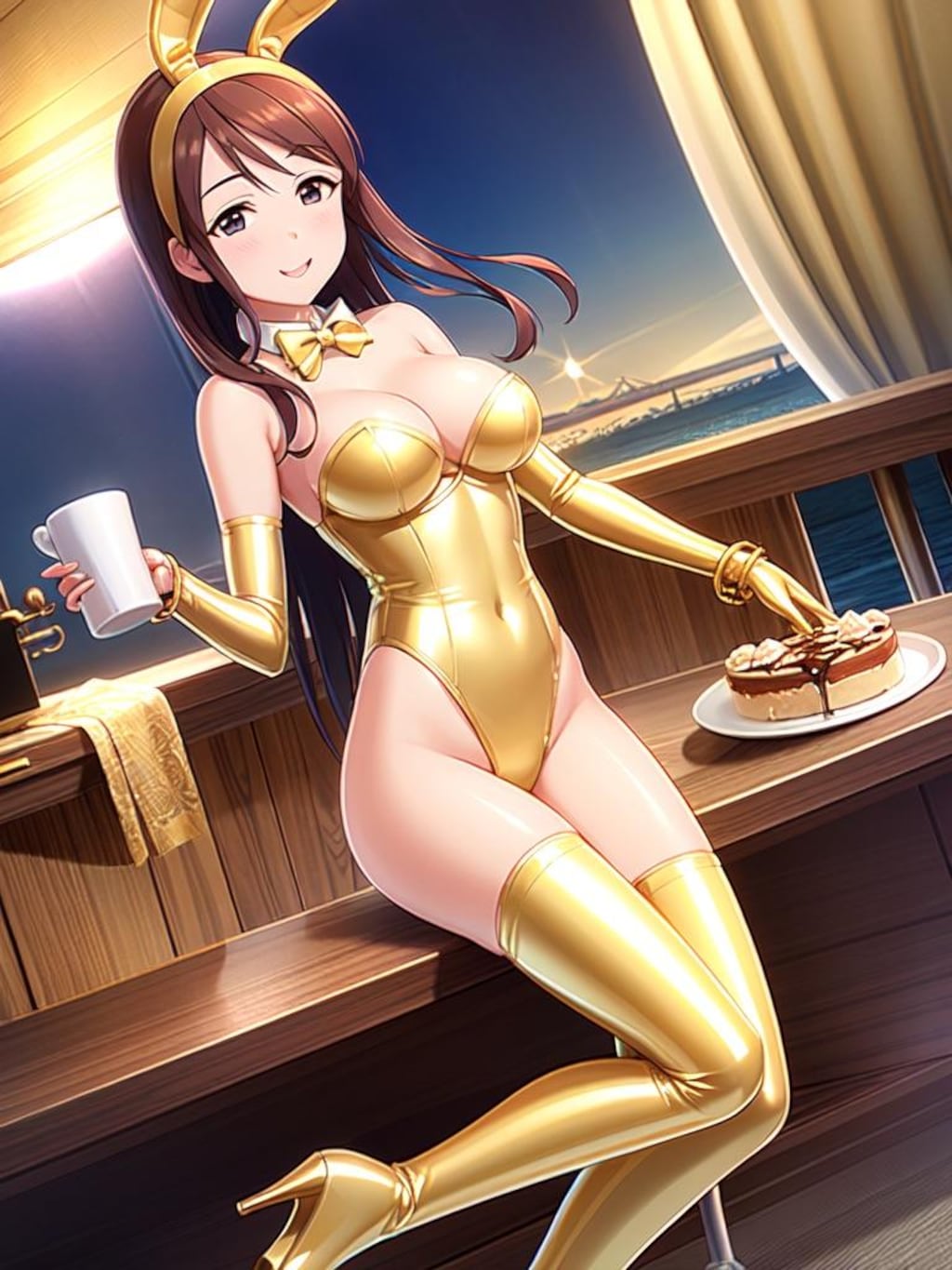 金色レオタードの三船美優さん