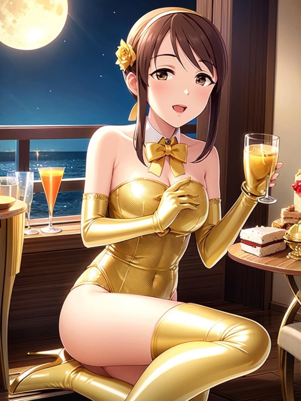 金色レオタードの三船美優さん