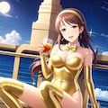 金色レオタードの三船美優さん 4枚目