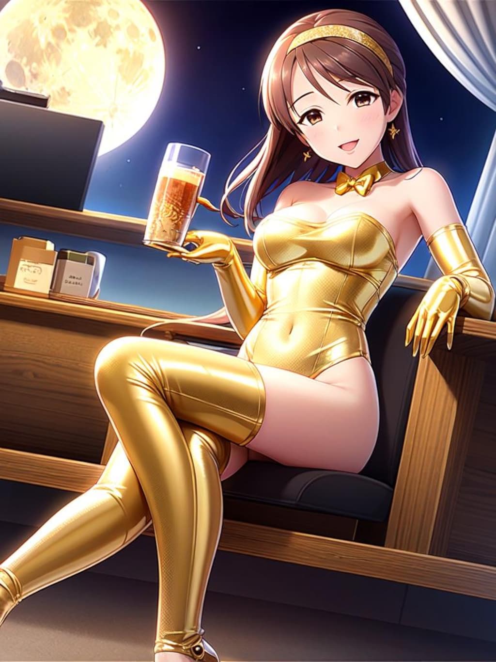 金色レオタードの三船美優さん