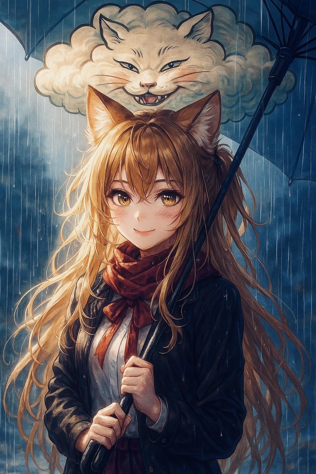 傘の中も雨ね
