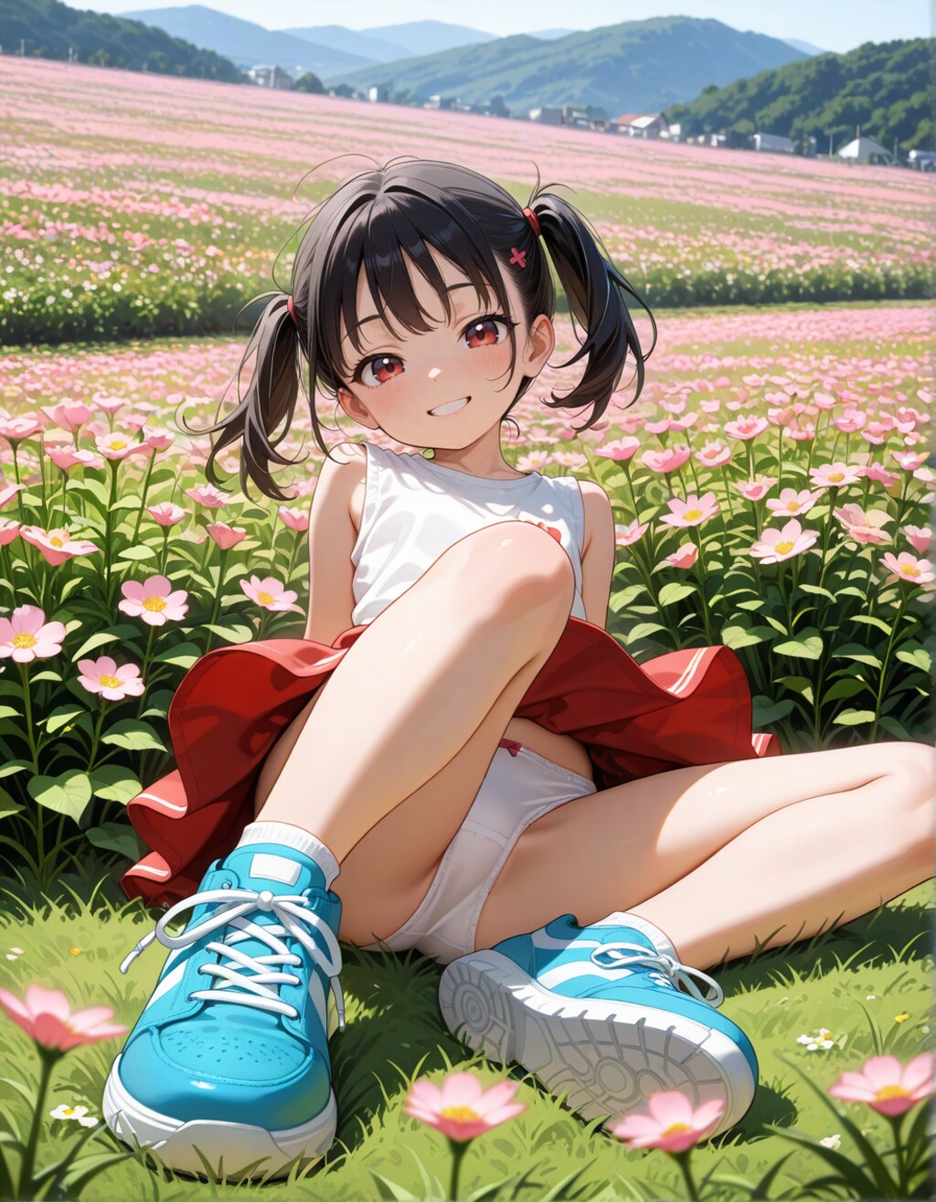 花畑の元気少女・リラックス
