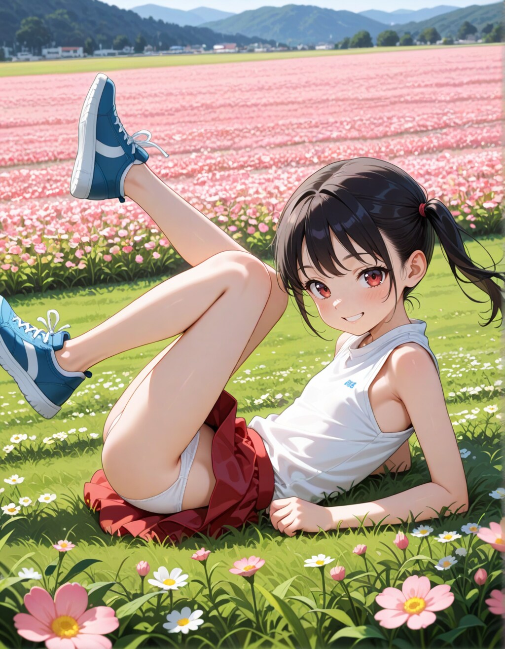 花畑の元気少女・リラックス