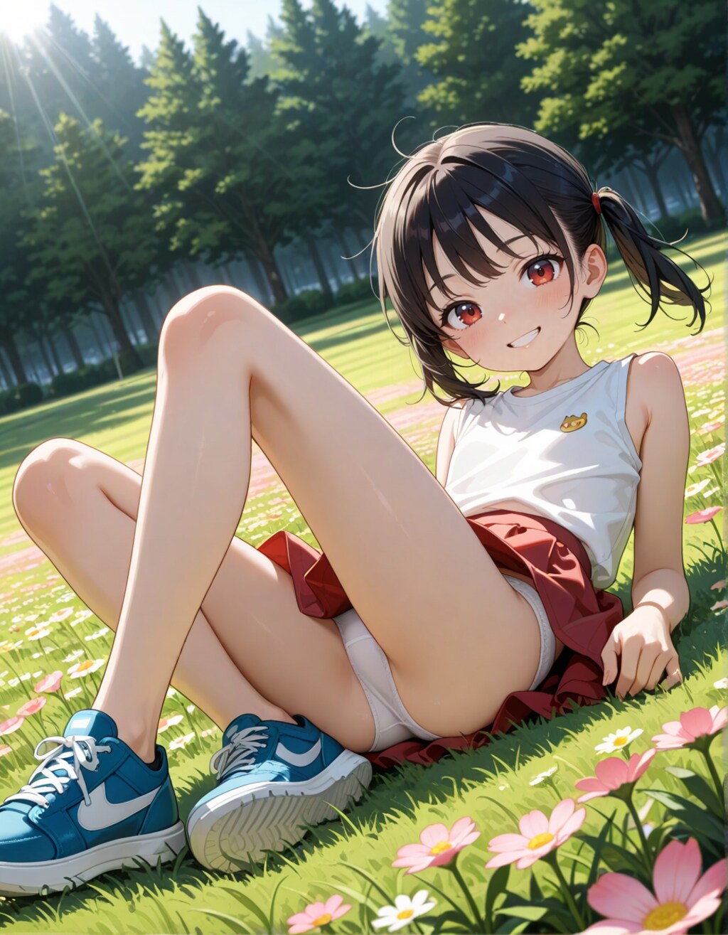 花畑の元気少女・リラックス
