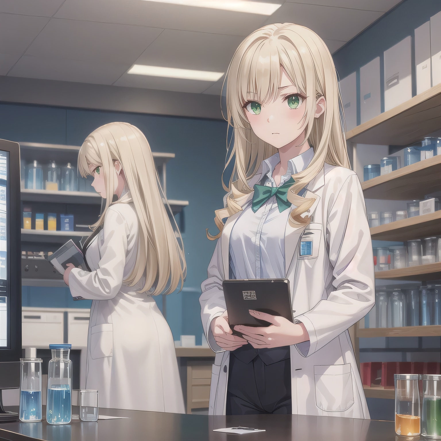 金髪ロングで白衣の少女１７ | の人気AIイラスト・グラビア