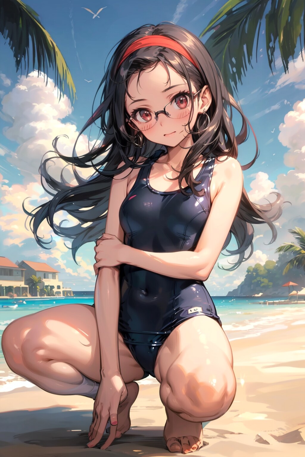 スク水の眼鏡っ娘