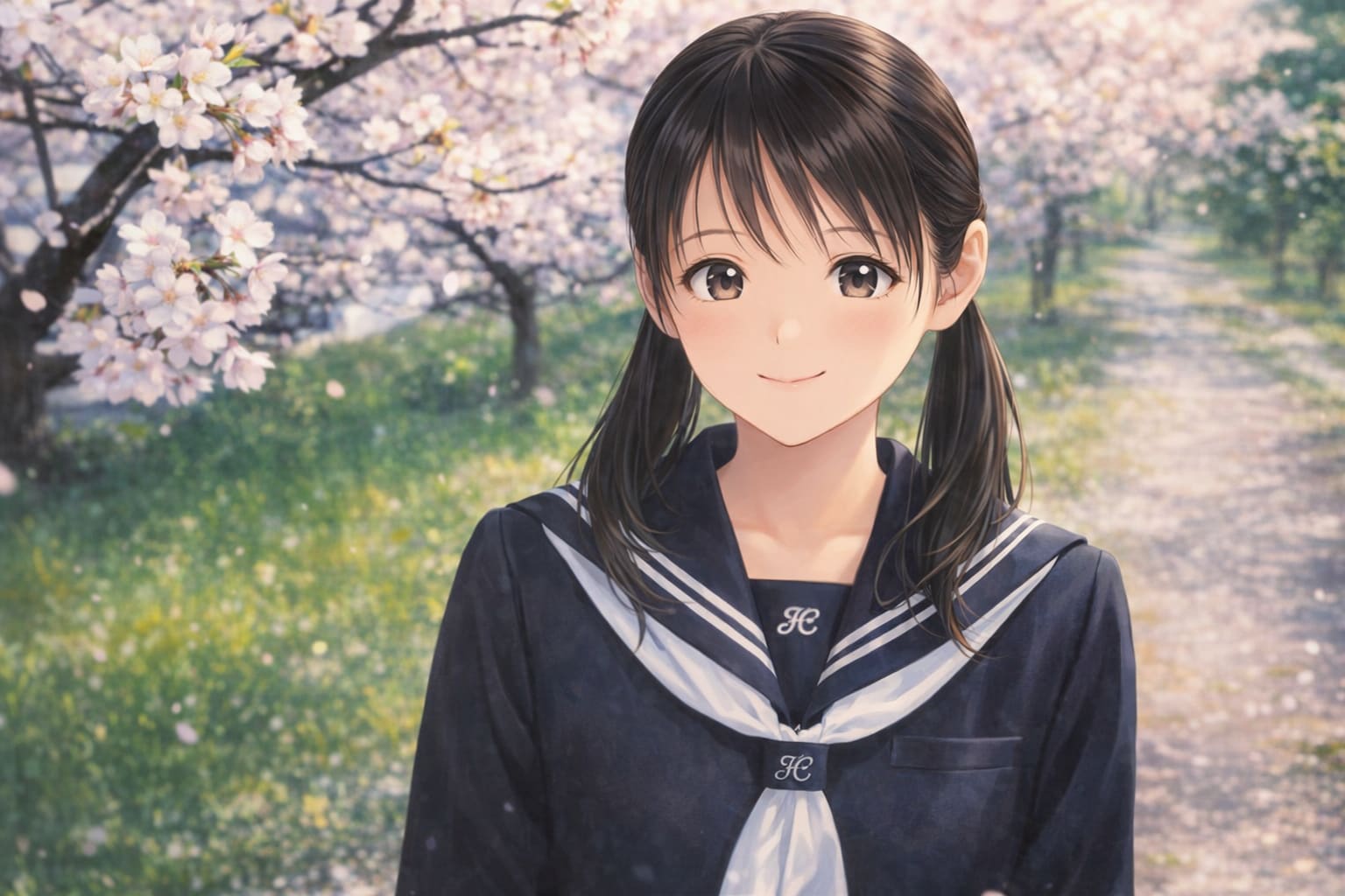 桜の下で | の人気AIイラスト・グラビア