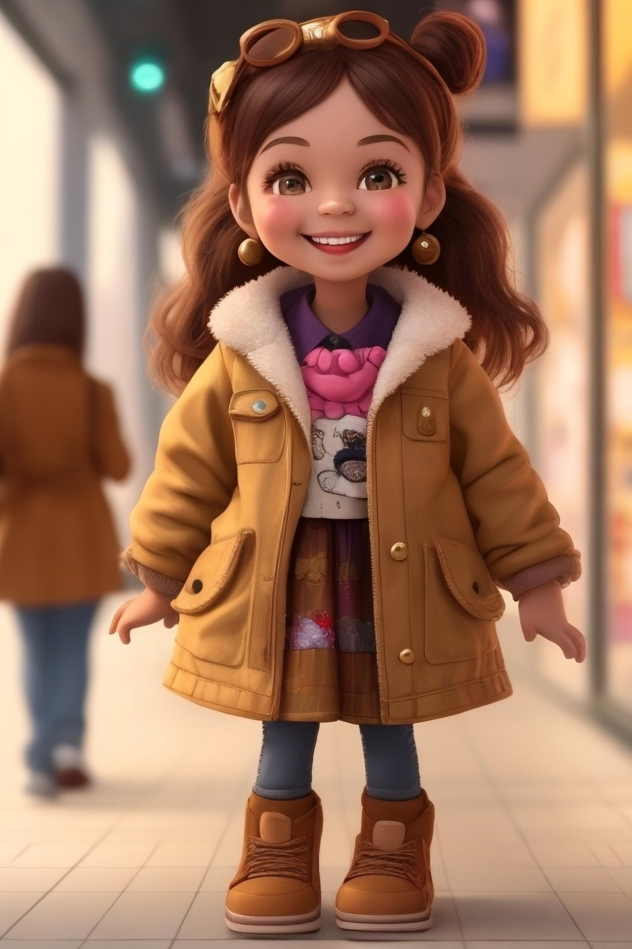AI girl shopping city