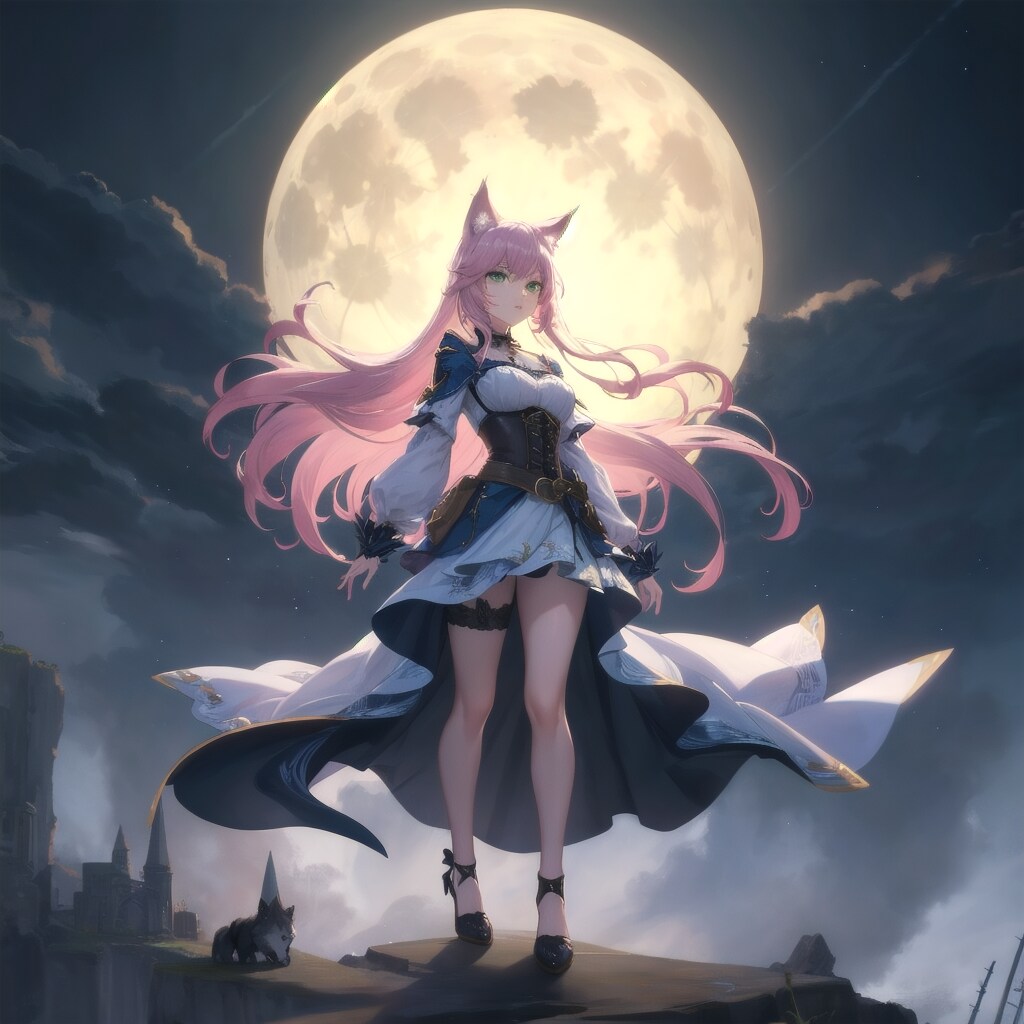 月を背負う狼姫 | の人気AIイラスト・グラビア