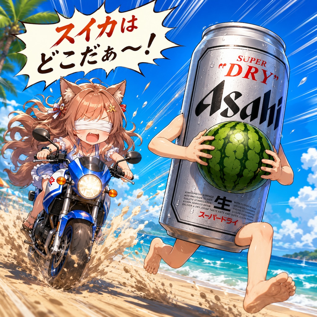 スイカ割りをする小さな女の子