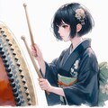 【没】太鼓を叩く少女 2枚目