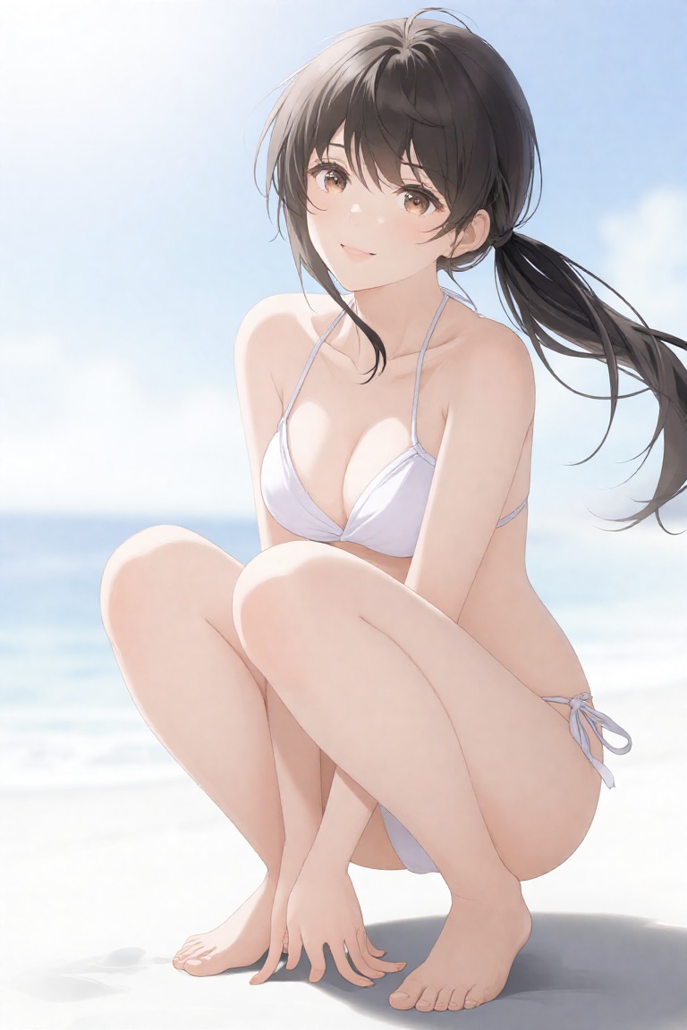 お姉さんと海に