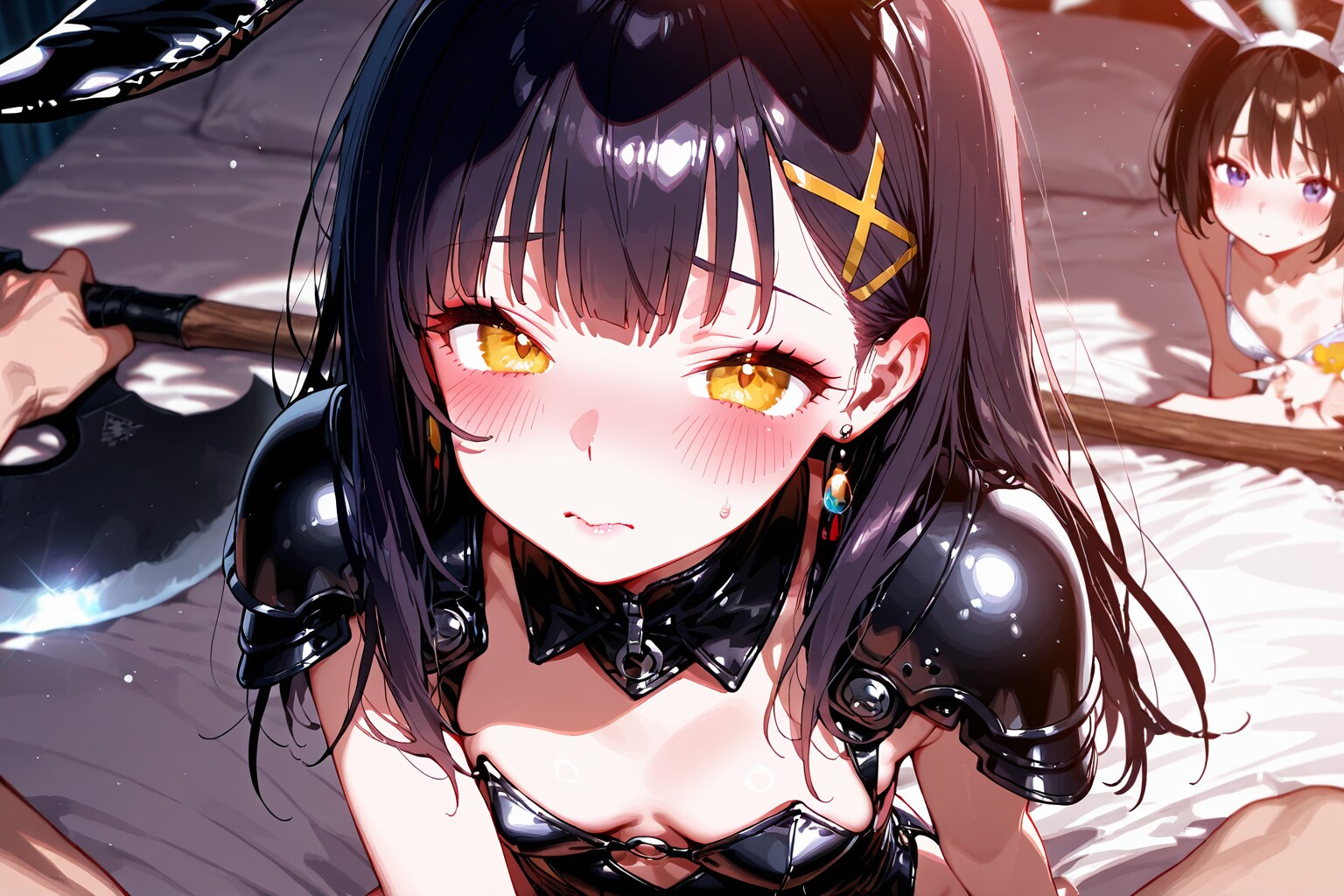 ビキニアーマーの少女達が大斧かざして旅立つ