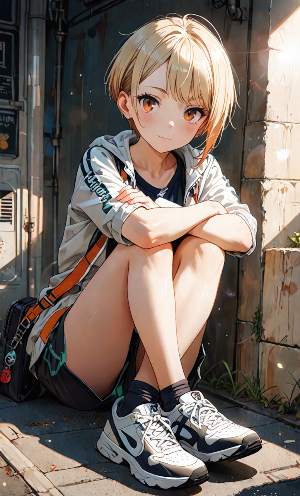 このは、体育座り