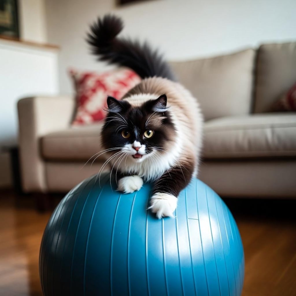 バランスボール猫