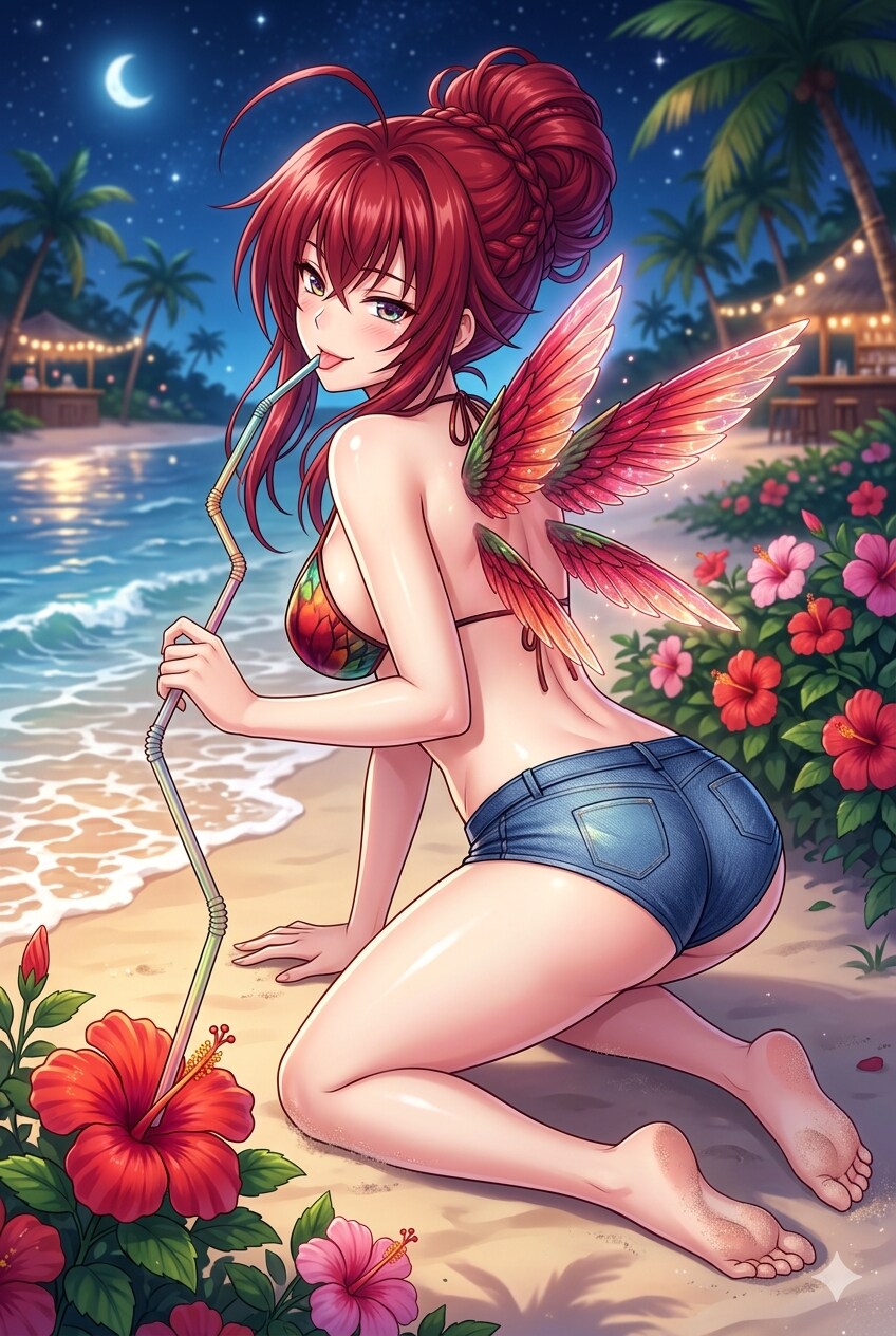 ハチドリ擬人化(ストロー芸)