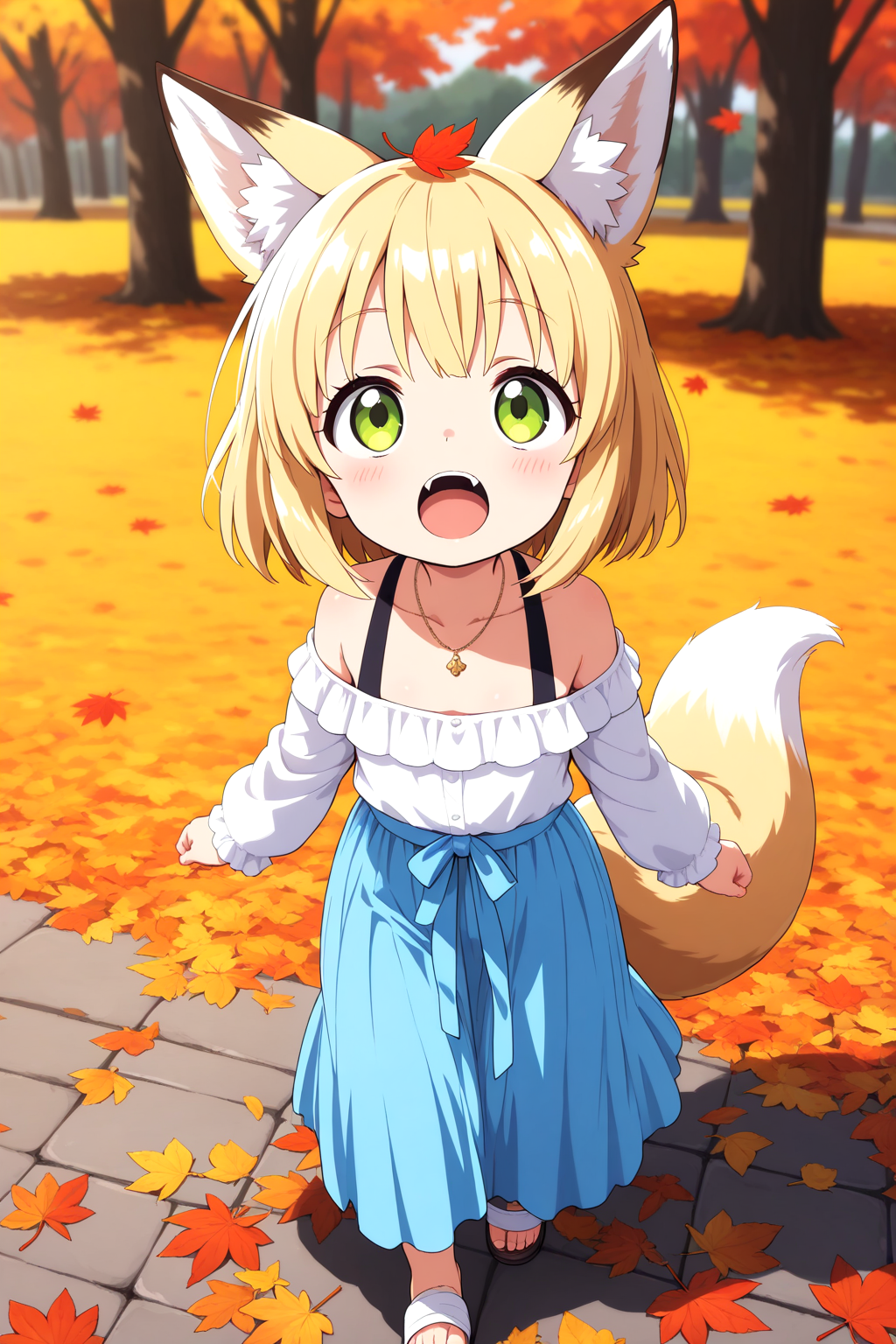 きつねさんのロングスカートの秋