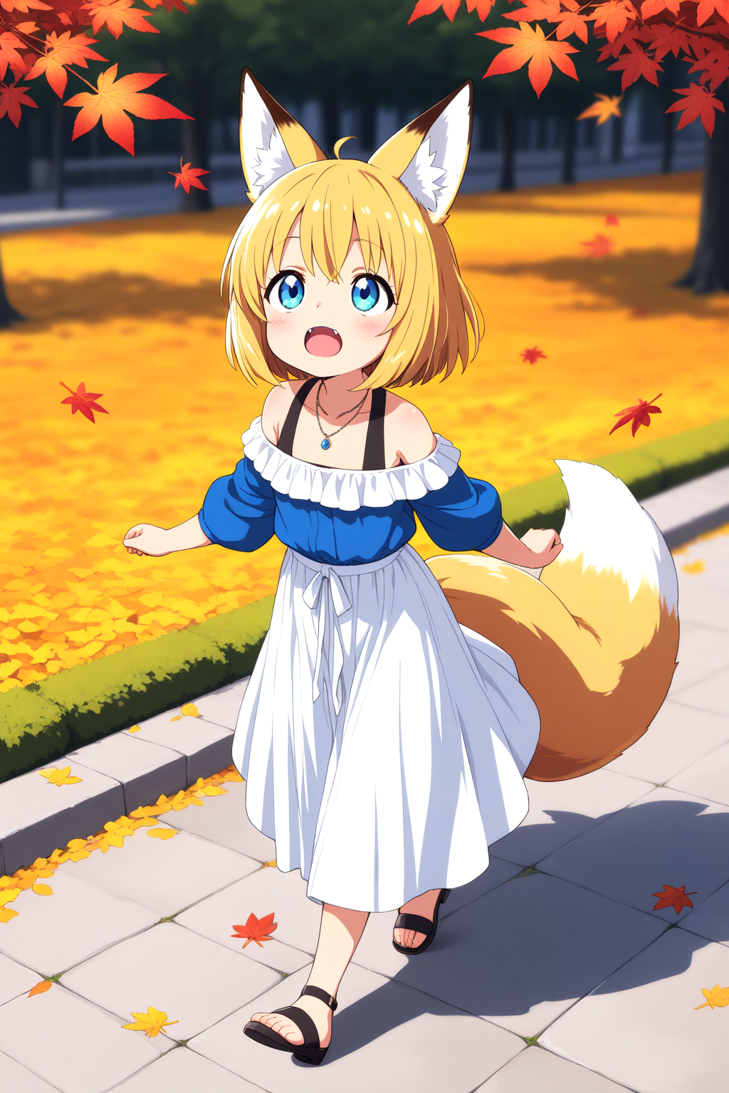 きつねさんのロングスカートの秋