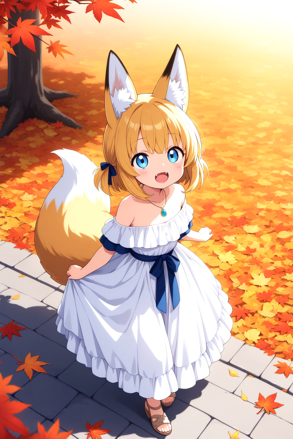 きつねさんのロングスカートの秋