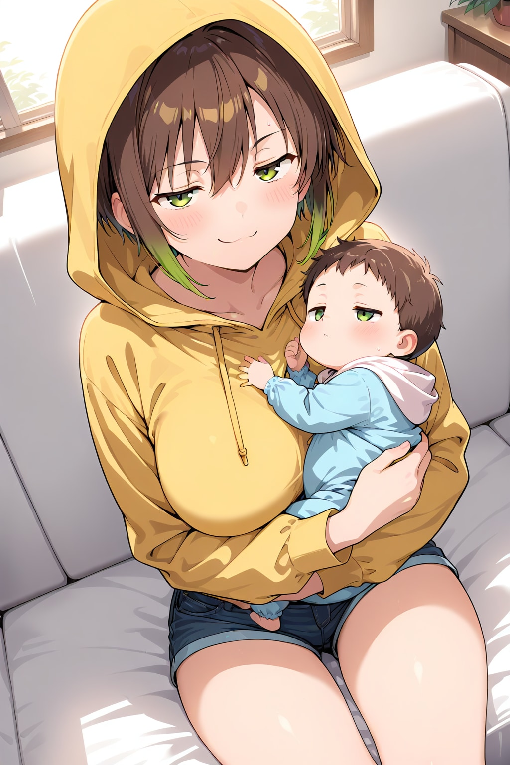 532 赤子抱く ボーイッシュ かな | の人気AIイラスト・グラビア