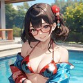 和柄ビキニのお姉さん👘👙 4枚目
