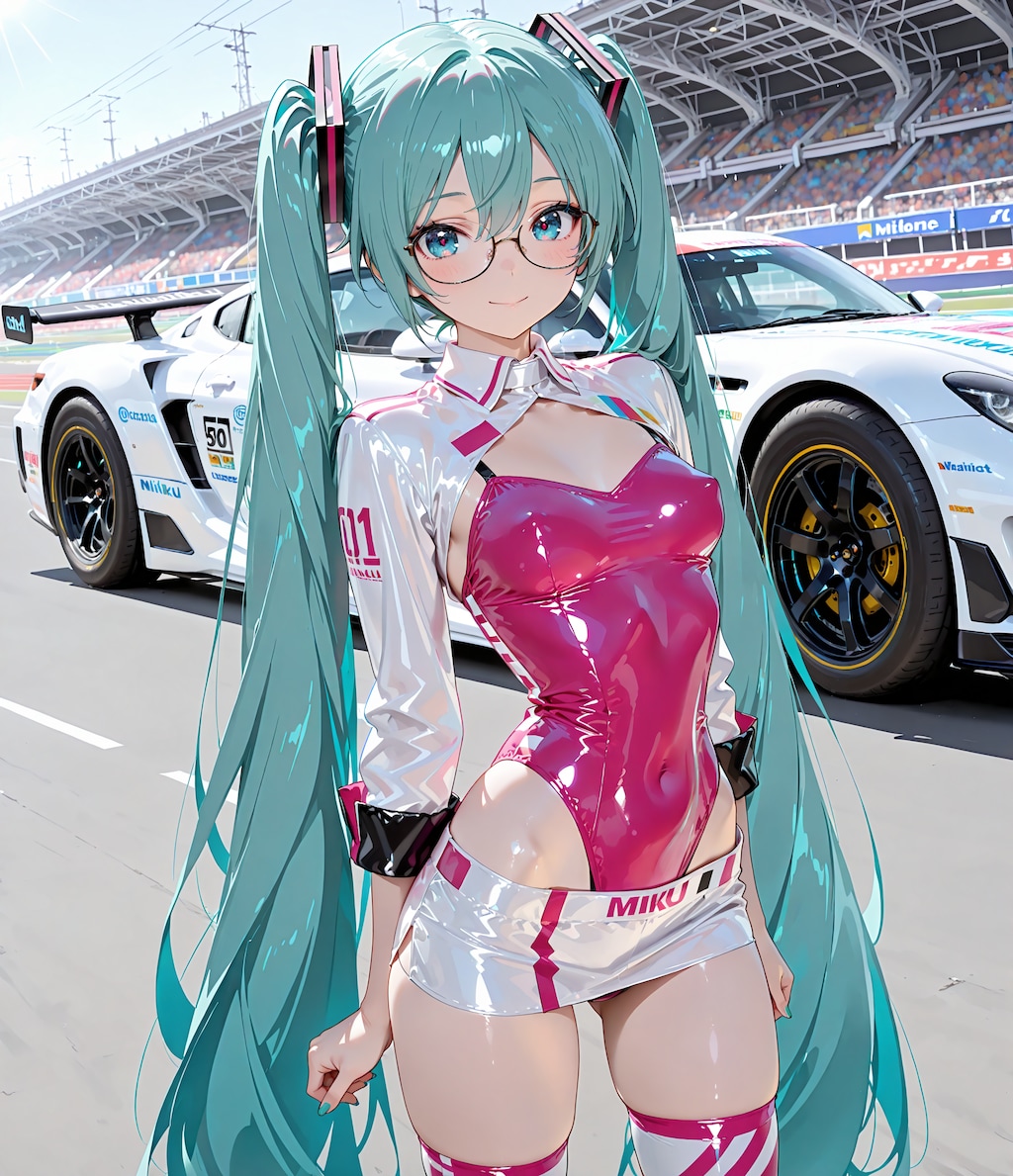 レースクイーンコスのミクさん♪