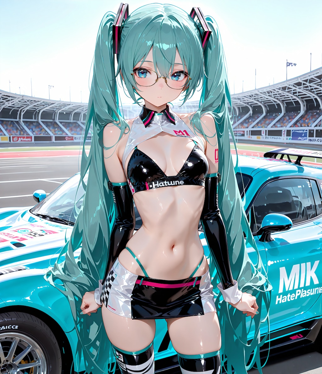 レースクイーンコスのミクさん♪
