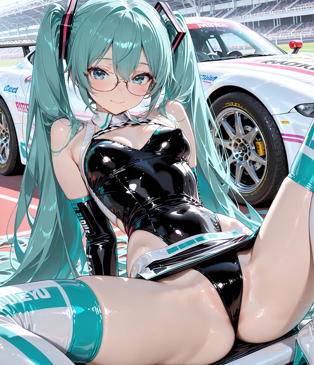 レースクイーンコスのミクさん♪