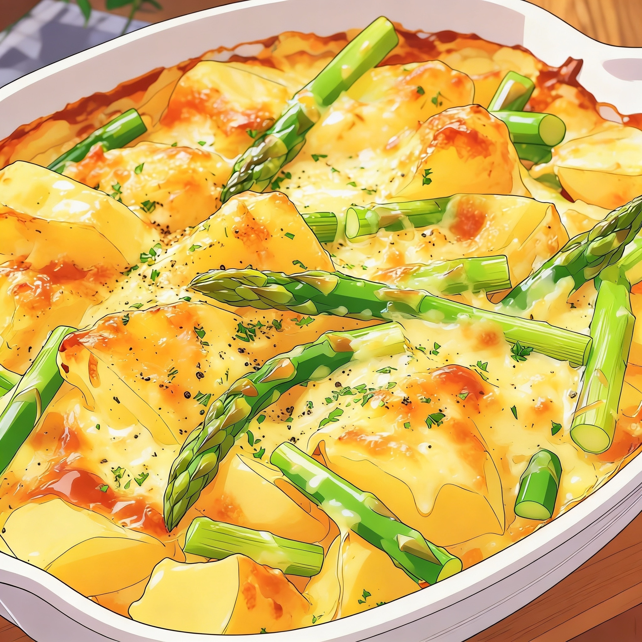 アスパラガスとジャガイモのチーズ焼き
