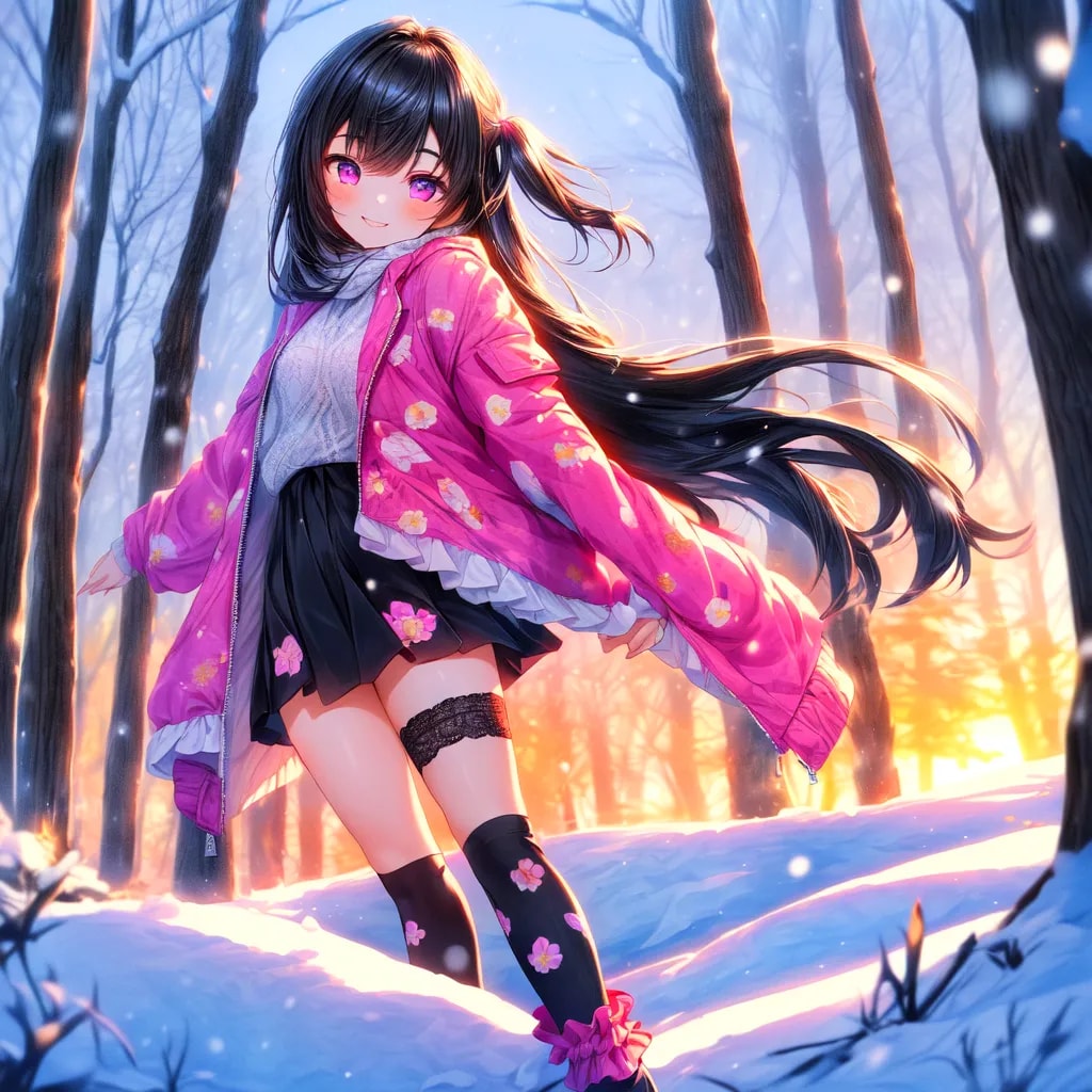 雪と夕焼けと、うちの子＊その1(2枚)