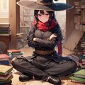 書斎で魔法について考察中の魔女 2枚目