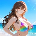 ビキニのお姉さん　虹色ビキニ 3枚目