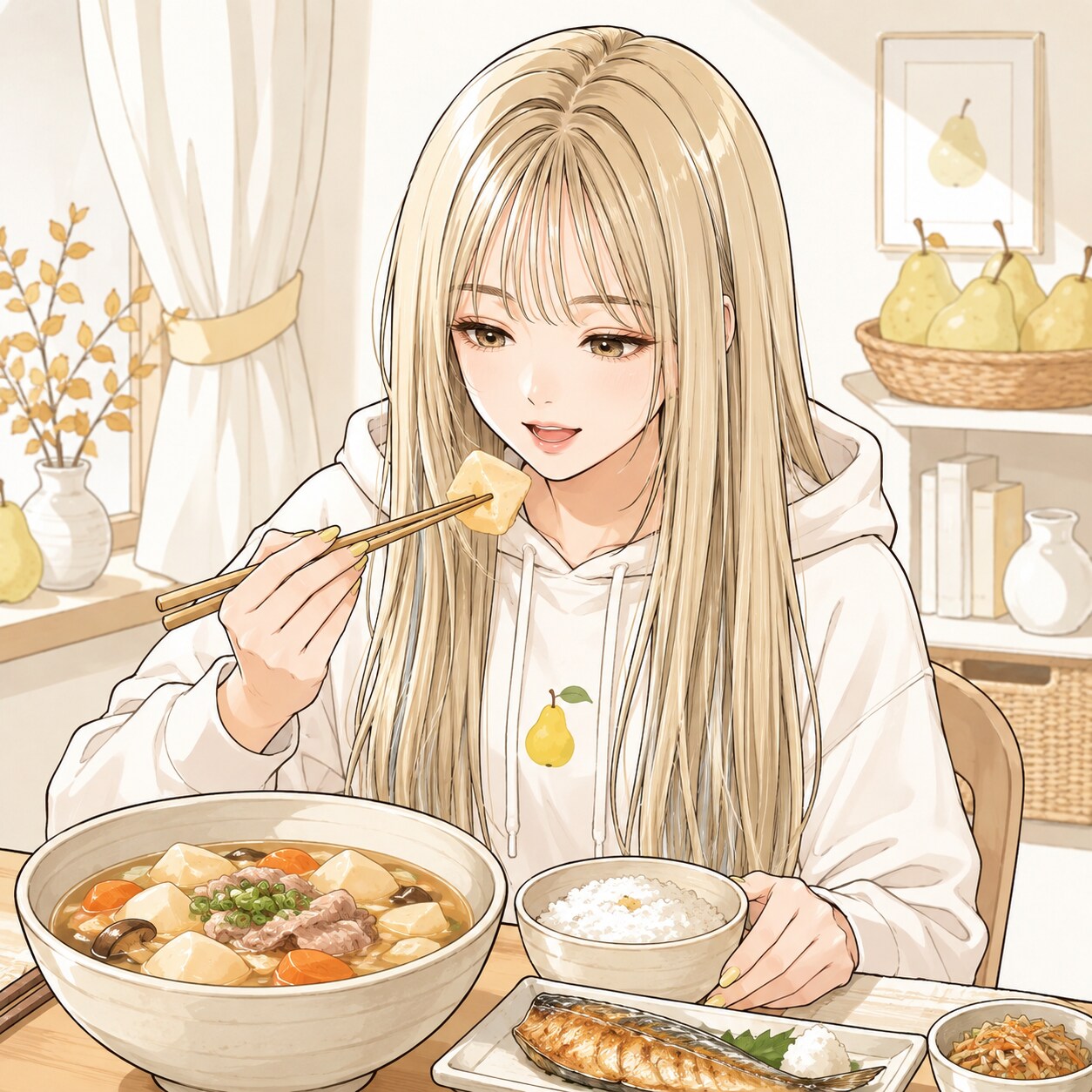 夕飯/すいとん汁と和食（うららちゃん） | の人気AIイラスト・グラビア