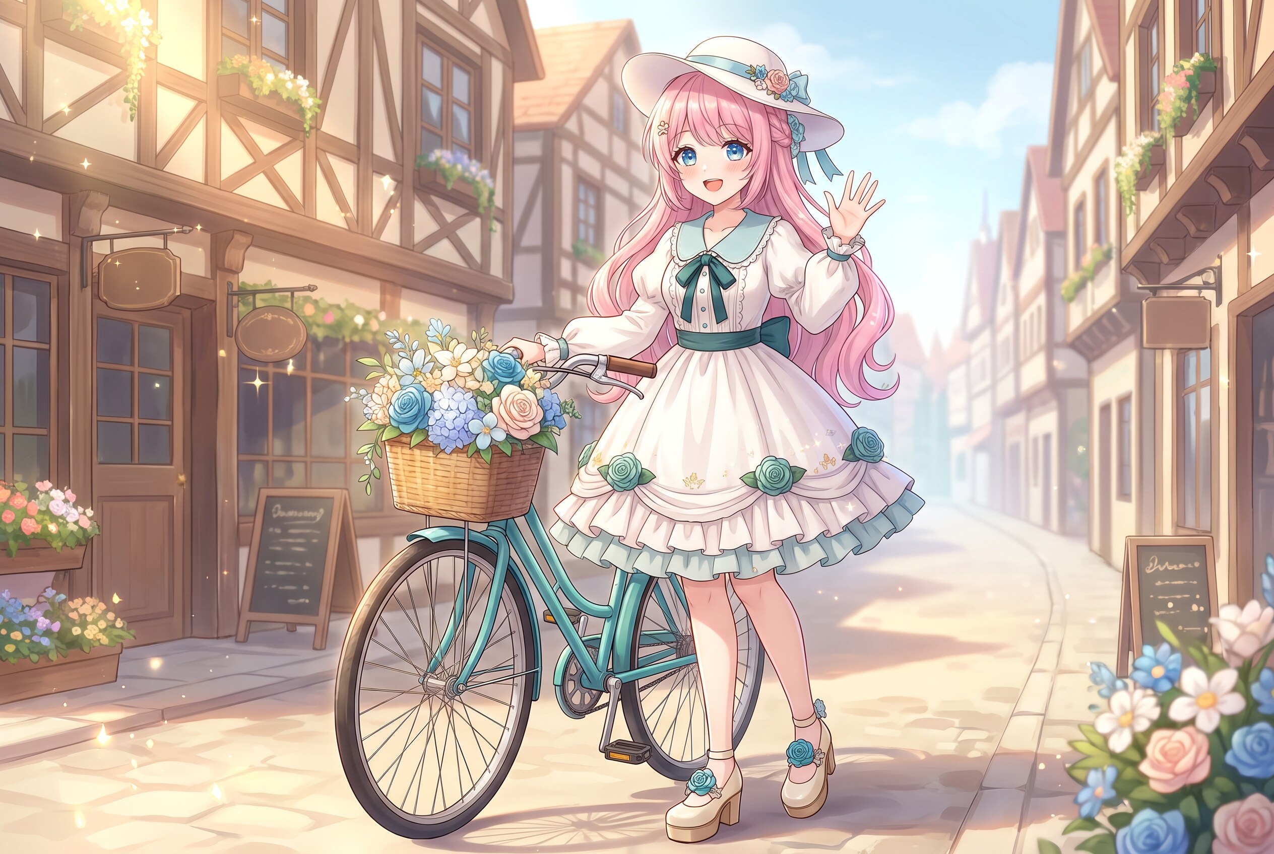 花籠揺曳碧街少女 | の人気AIイラスト・グラビア