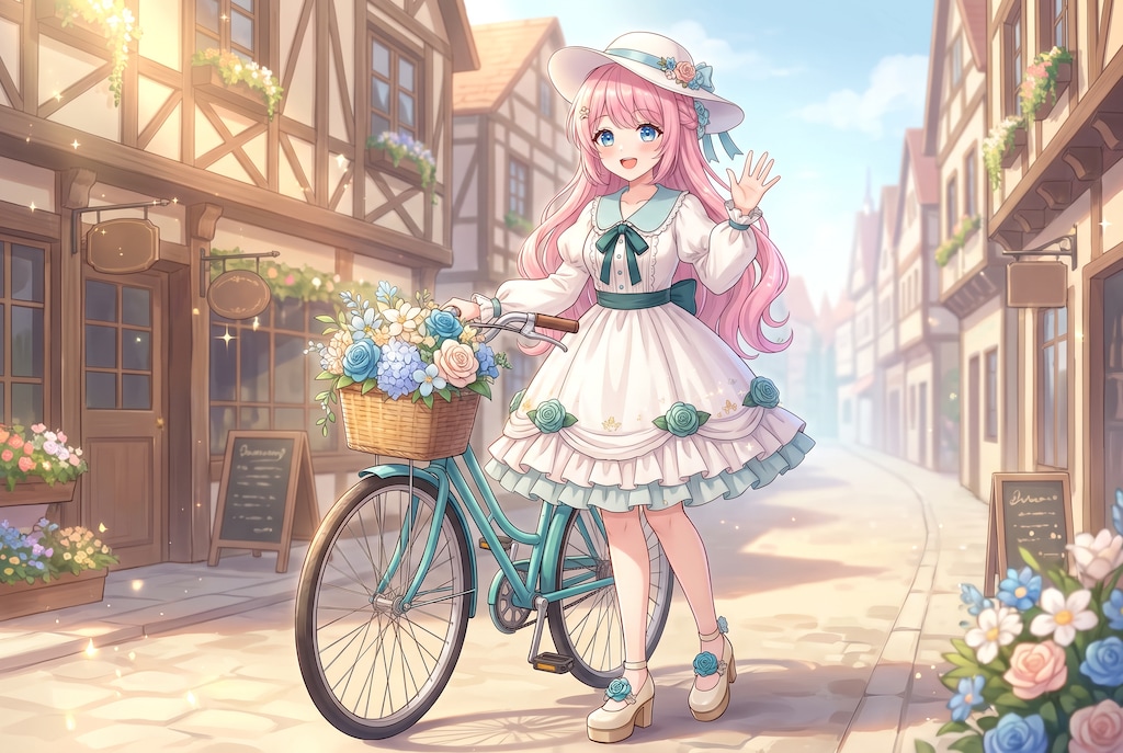 花籠揺曳碧街少女